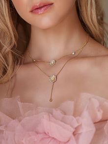 Halo Flower Yellow Gold Necklace | Marchesa