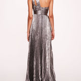 Metallic Lame Pleated Gown | Marchesa