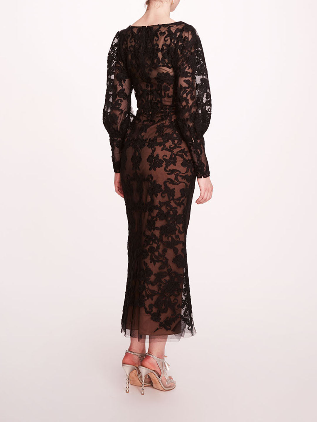 Long Sleeve Corded Midi Dress | Marchesa