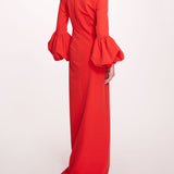 Puffed Sleeve Column Gown | Marchesa