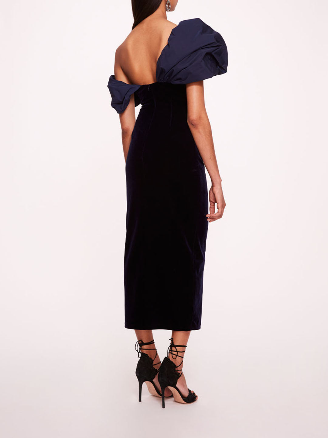 Asymmetrical Velvet Midi Dress | Marchesa