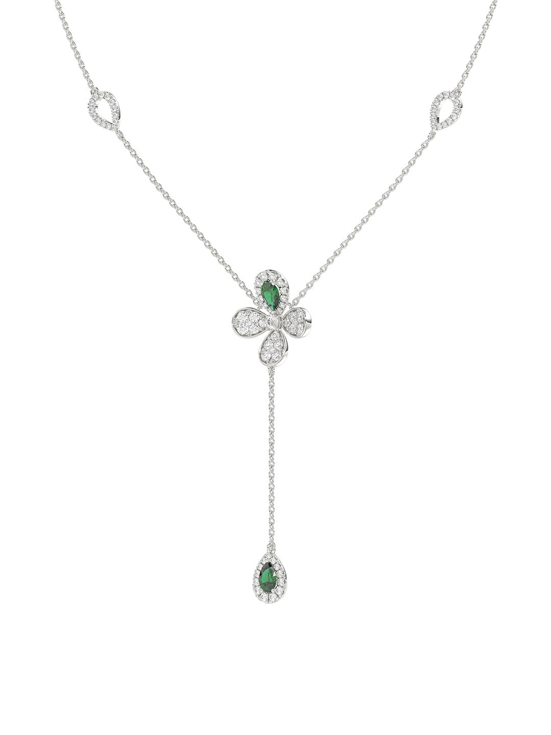 Floral White Gold Y Necklace | Marchesa