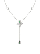 Floral White Gold Y Necklace | Marchesa