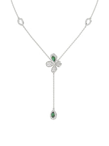 Floral White Gold Y Necklace | Marchesa