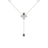 Floral White Gold Y Necklace | Marchesa
