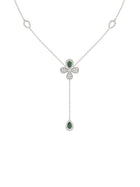 Floral White Gold Y Necklace | Marchesa