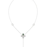 Floral White Gold Y Necklace | Marchesa