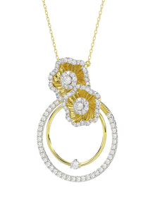 Halo Flower Yellow Gold Pendant Necklace | Marchesa