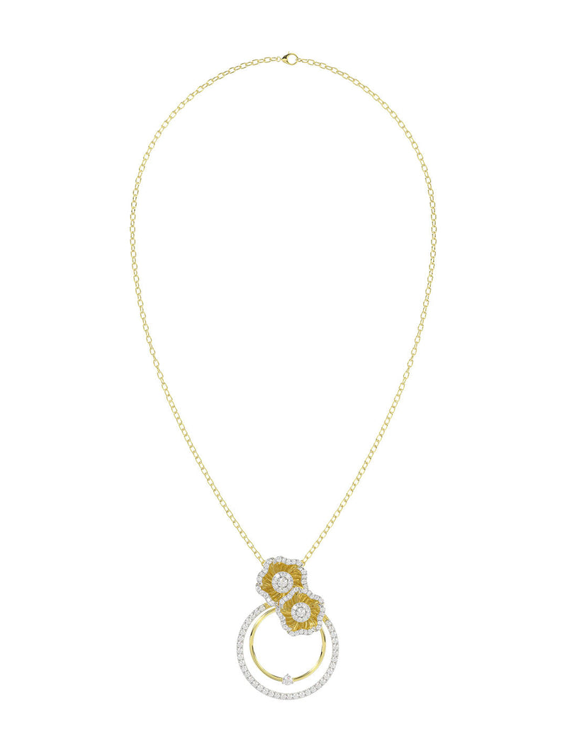 Halo Flower Yellow Gold Pendant Necklace | Marchesa
