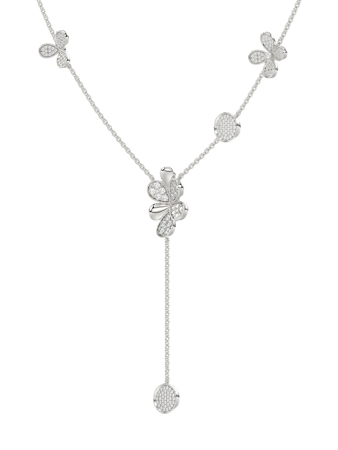 Floral White Gold Y Necklace | Marchesa