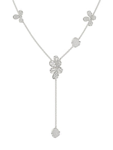 Floral White Gold Y Necklace | Marchesa