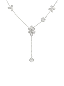 Floral White Gold Y Necklace | Marchesa