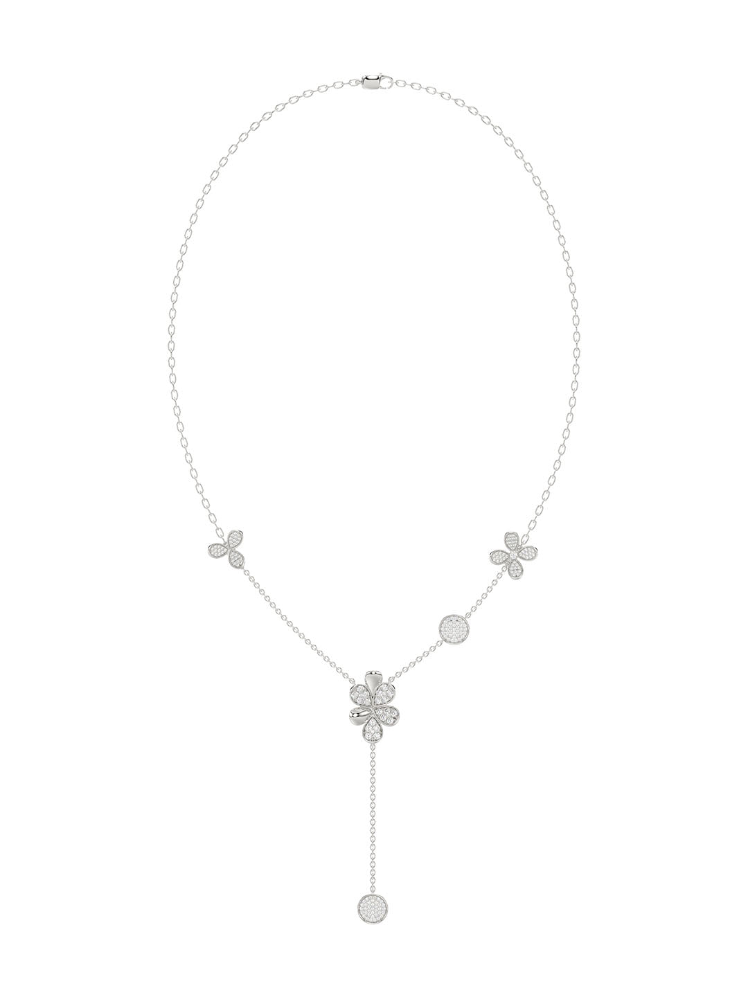 Floral White Gold Y Necklace | Marchesa