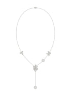 Floral White Gold Y Necklace | Marchesa