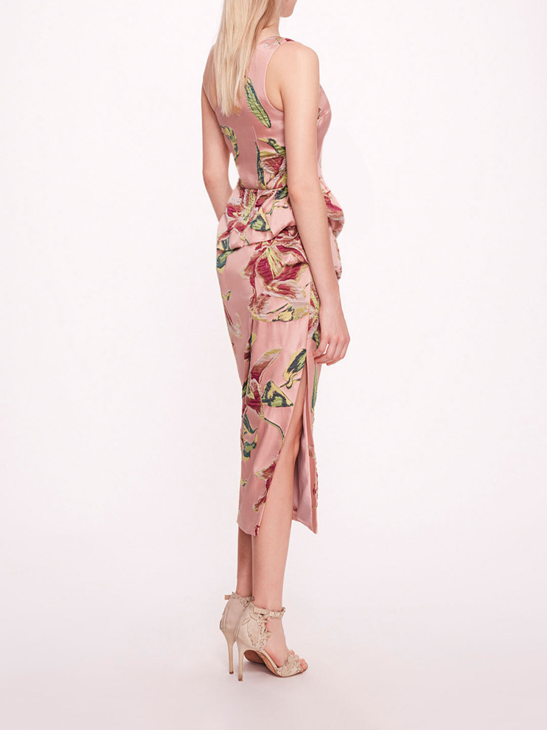 One Shoulder Drape Midi Dress | Marchesa