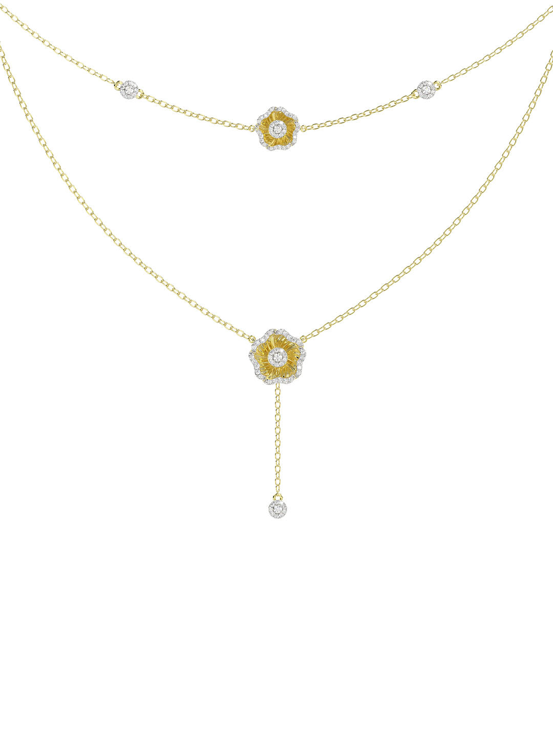 Halo Flower Yellow Gold Necklace | Marchesa
