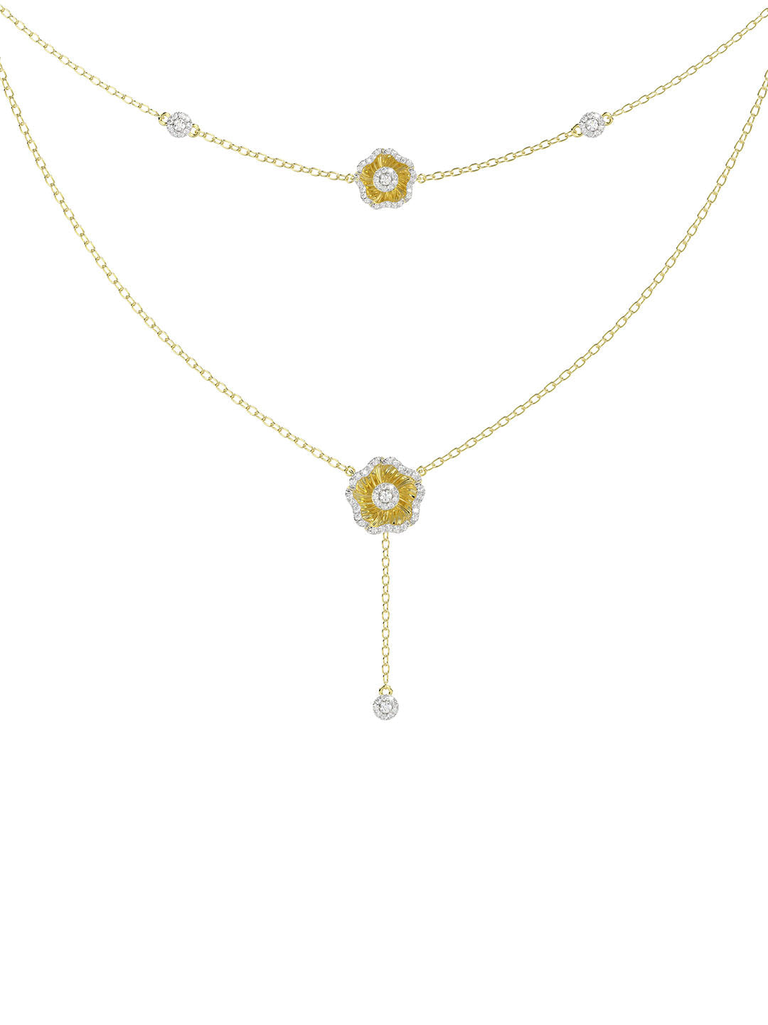 Halo Flower Yellow Gold Necklace | Marchesa