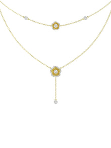 Halo Flower Yellow Gold Necklace | Marchesa