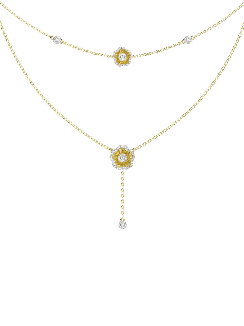 Halo Flower Yellow Gold Necklace | Marchesa