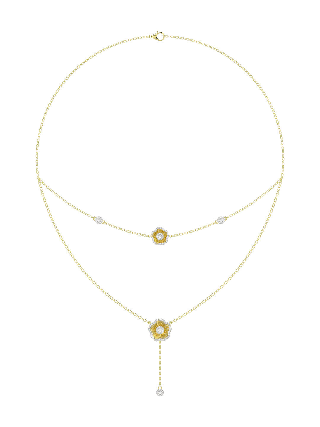 Halo Flower Yellow Gold Necklace | Marchesa