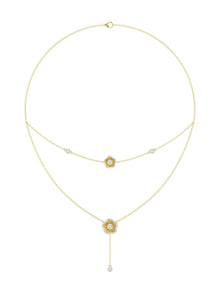 Halo Flower Yellow Gold Necklace | Marchesa