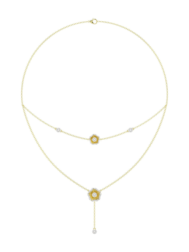 Halo Flower Yellow Gold Necklace | Marchesa
