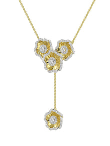 Halo Flower Rose Gold Y Necklace | Marchesa