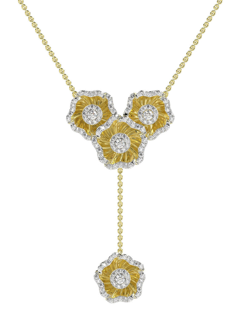 Halo Flower Rose Gold Y Necklace | Marchesa