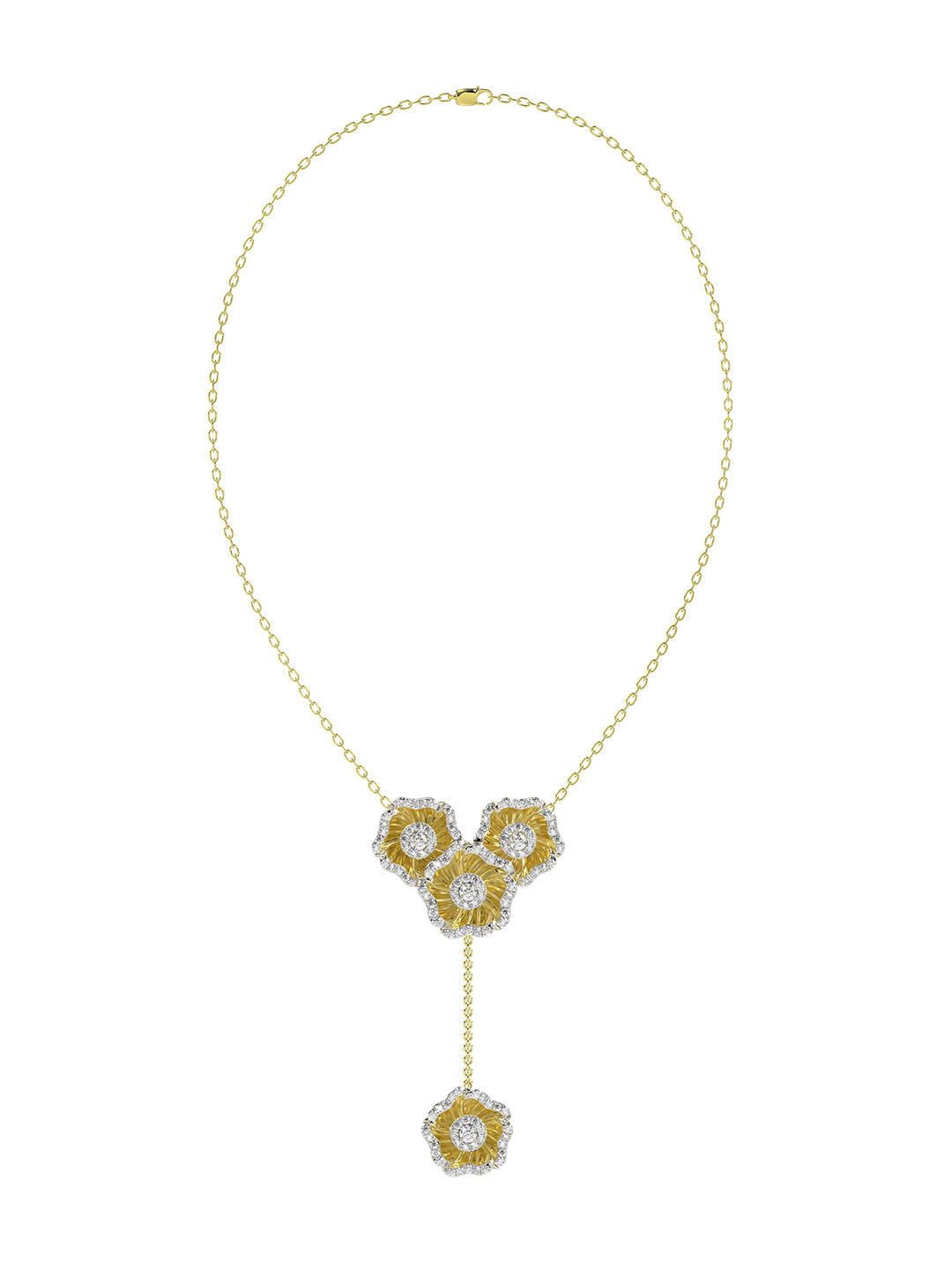 Halo Flower Rose Gold Y Necklace | Marchesa