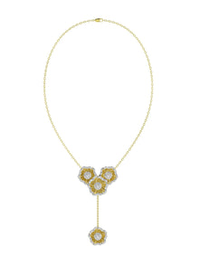 Halo Flower Rose Gold Y Necklace | Marchesa