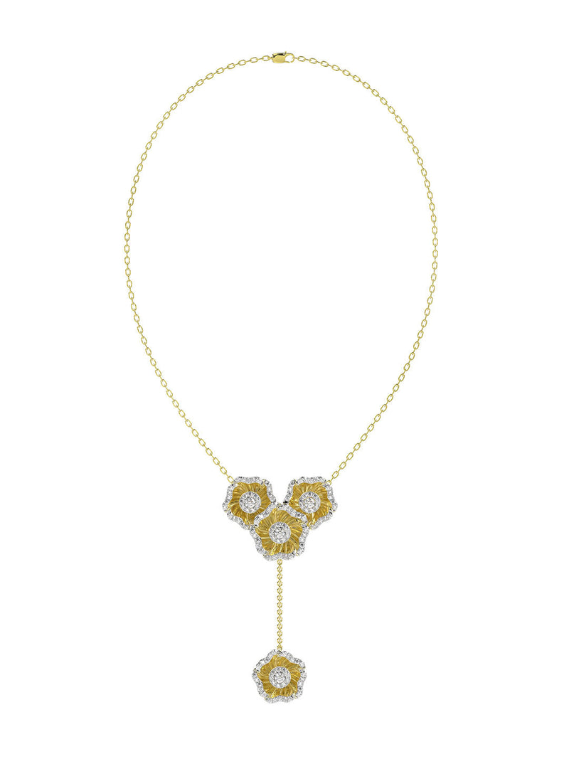Halo Flower Rose Gold Y Necklace | Marchesa