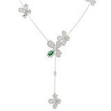 Floral White Gold Y Necklace | Marchesa