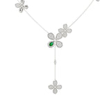 Floral White Gold Y Necklace | Marchesa