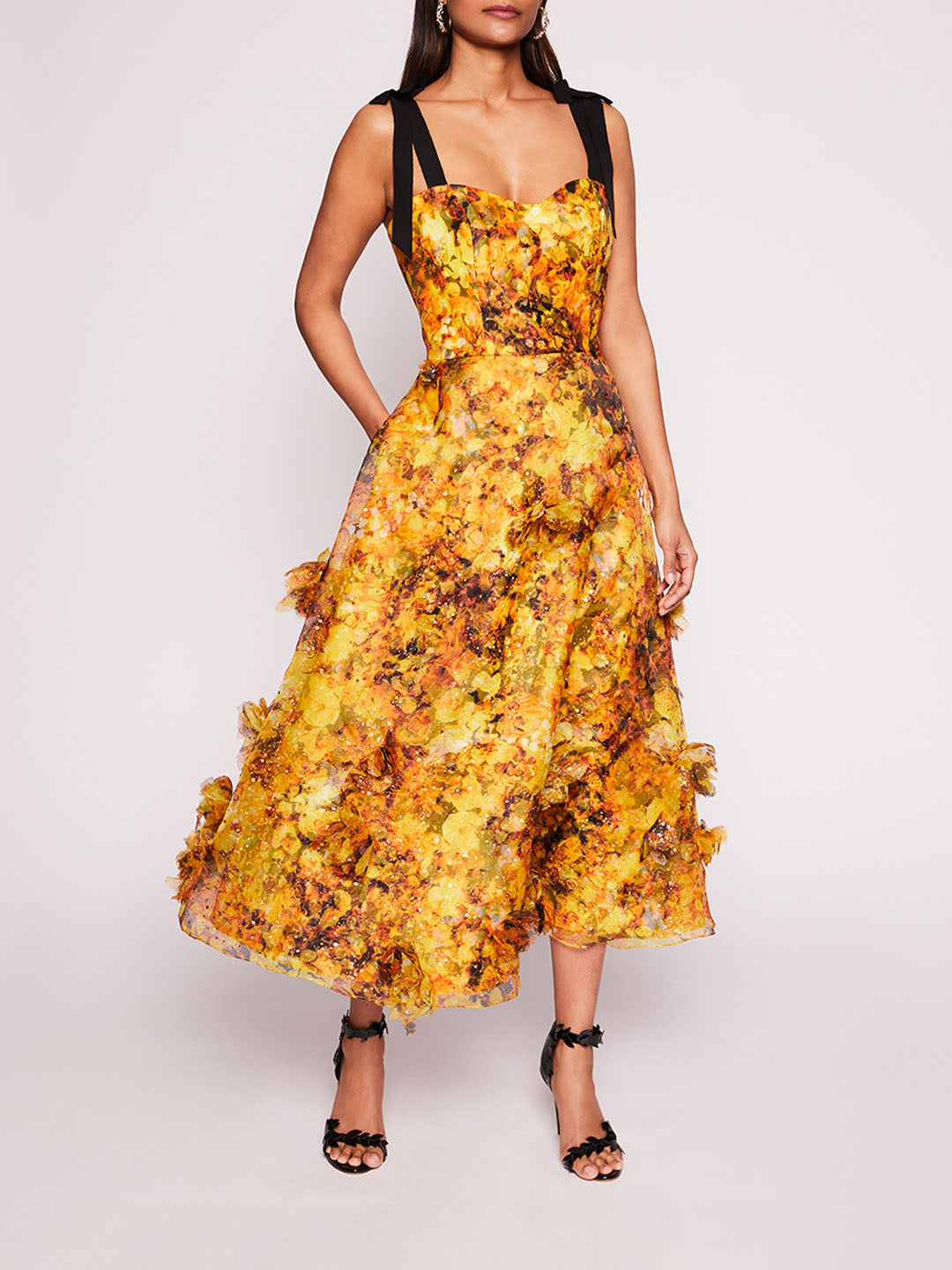 Foiled Garden Midi Dress | Marchesa