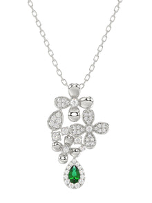 Floral White Gold Pendant Necklace | Marchesa