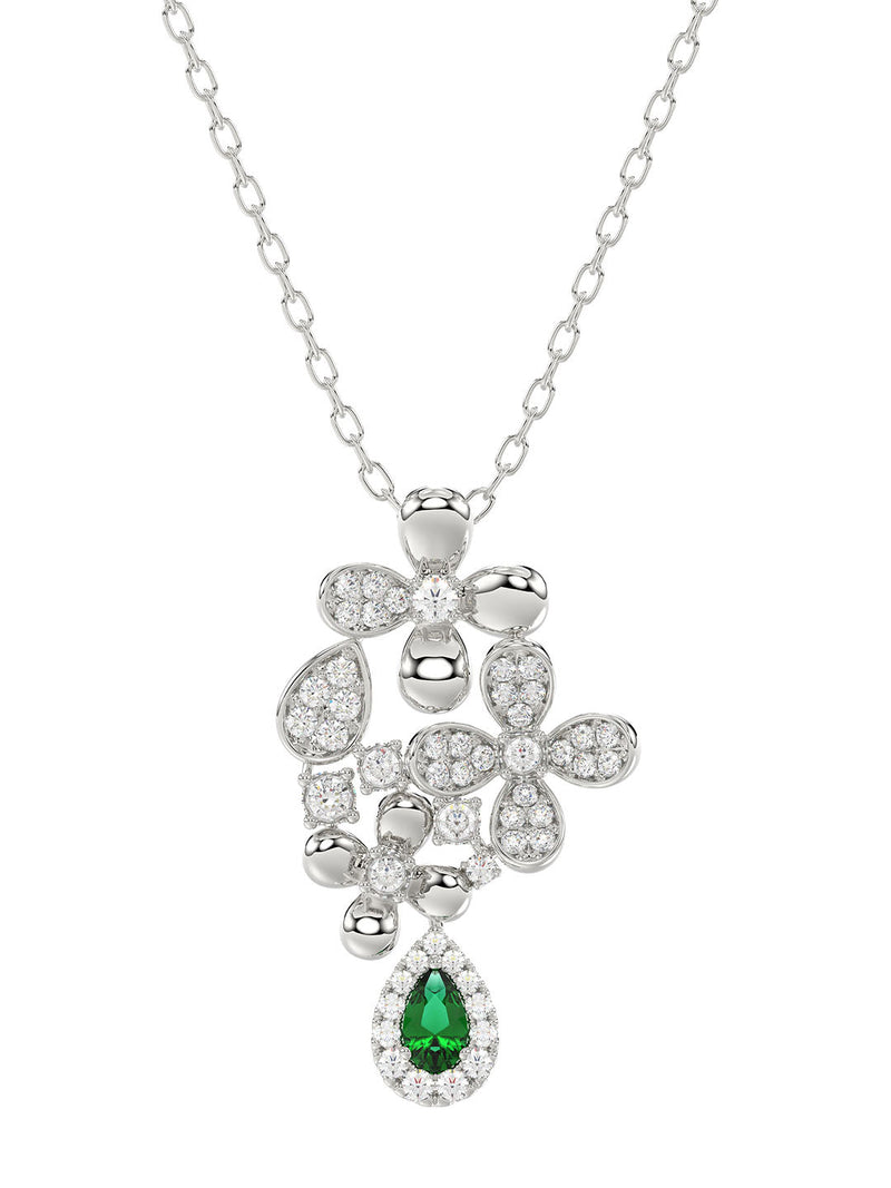 Floral White Gold Pendant Necklace | Marchesa