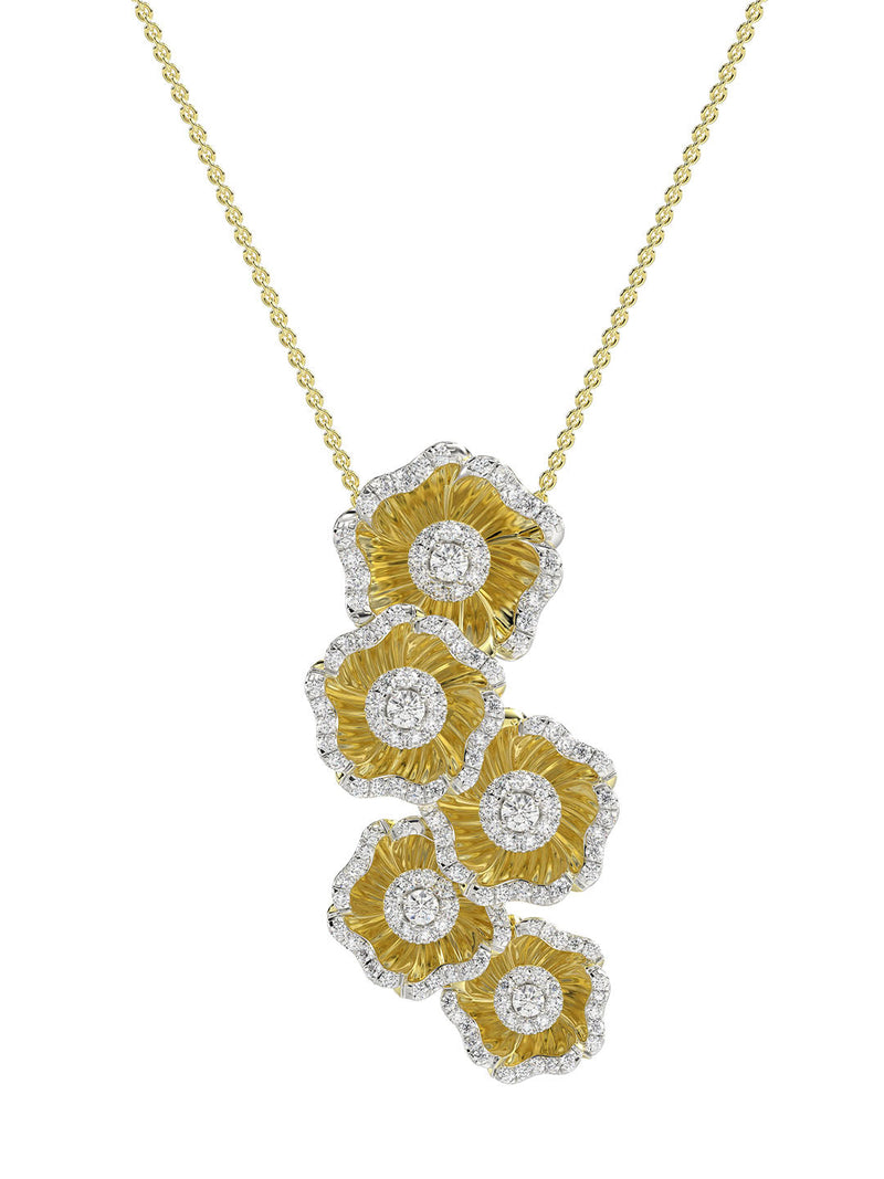 Halo Flower Yellow Gold Necklace | Marchesa