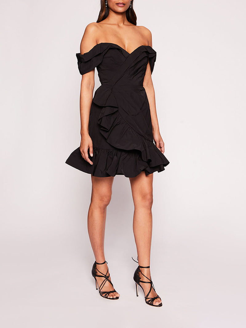 Draped Taffeta Mini Dress | Marchesa