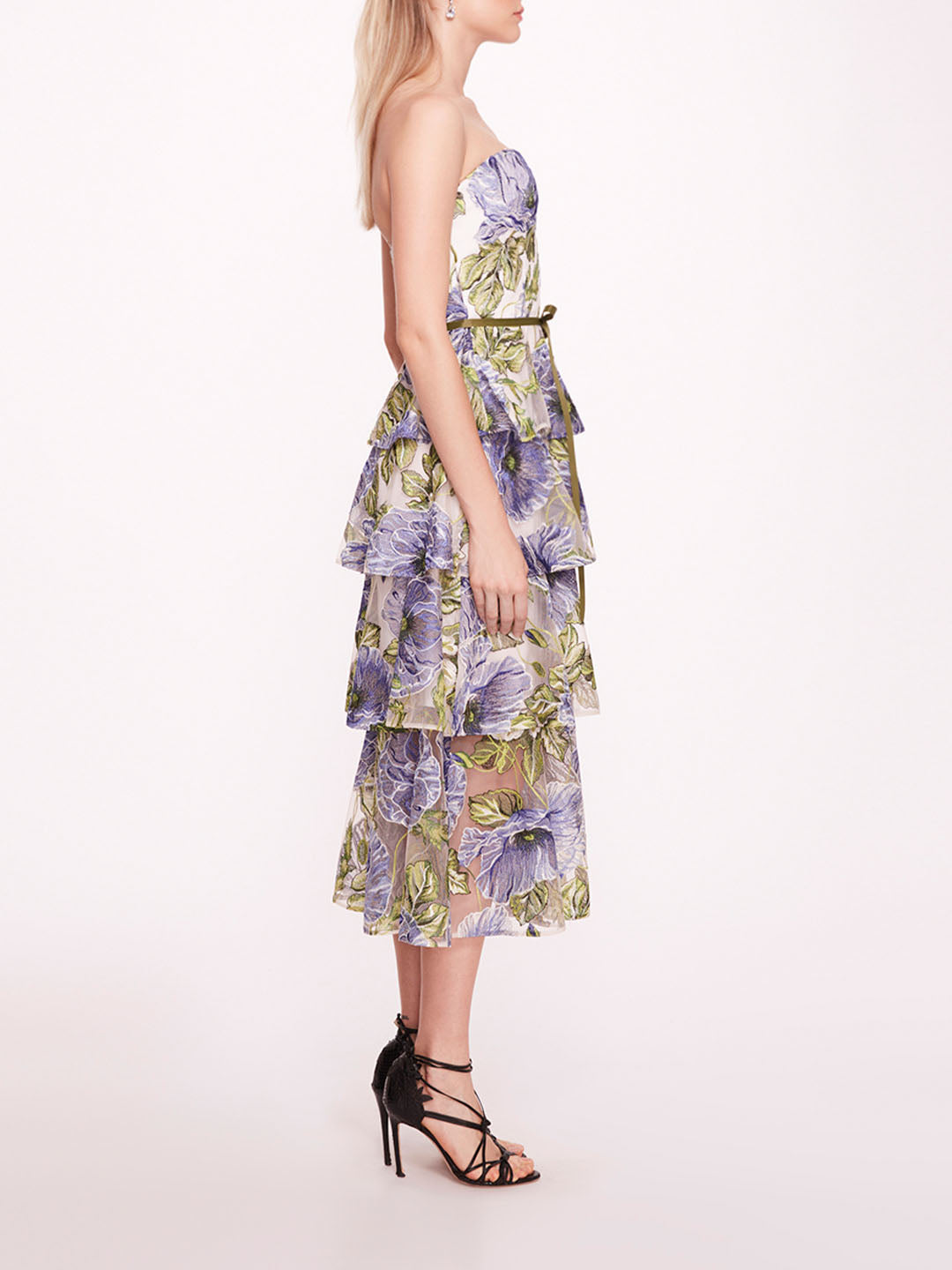 Embroidered Plunging Midi Dress – Marchesa
