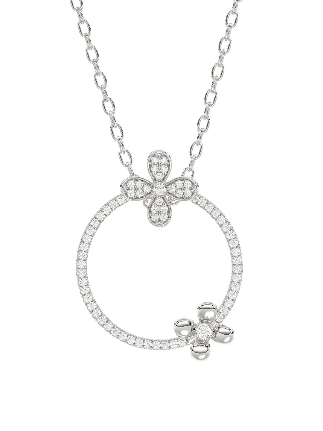 Floral White Gold Pendant Necklace | Marchesa
