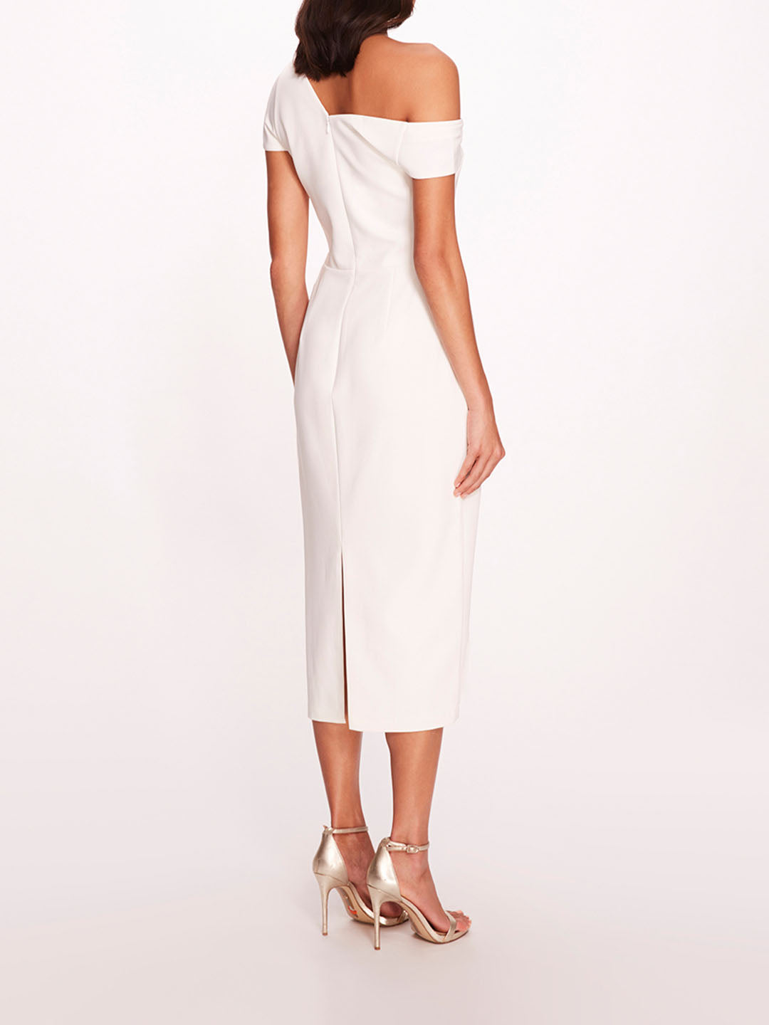 Asymmetrical Crepe Midi Dress | Marchesa