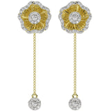 Halo Flower Rose Gold Drop Earrings | Marchesa