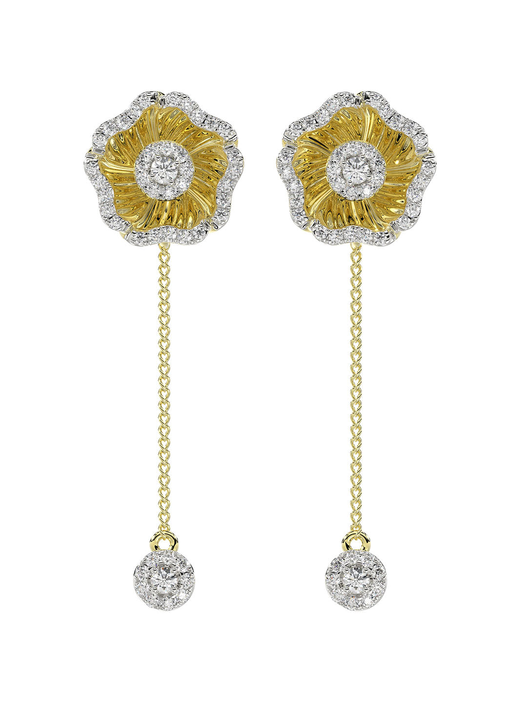 Halo Flower Rose Gold Drop Earrings | Marchesa