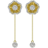 Halo Flower Rose Gold Drop Earrings | Marchesa