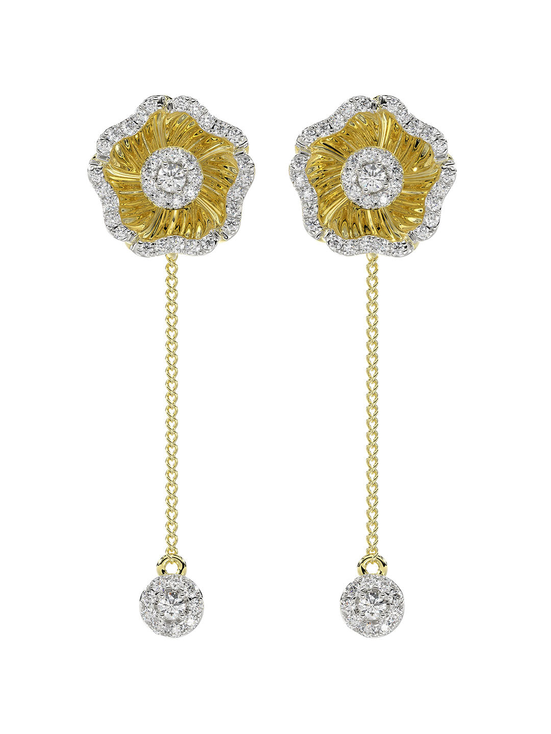 Halo Flower Rose Gold Drop Earrings | Marchesa