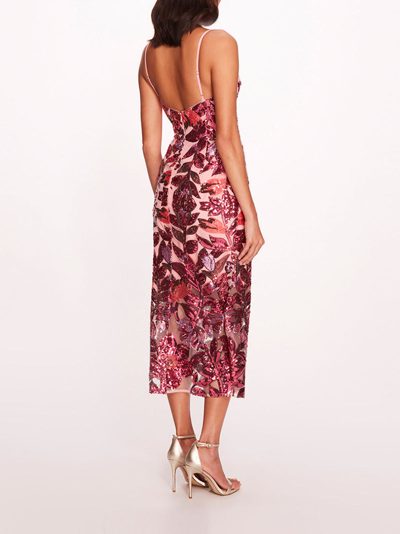 Botanical Sequin Midi Dress