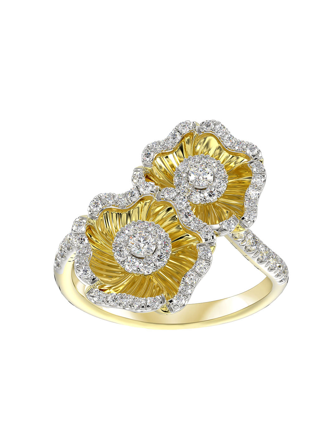 Halo Flower Yellow Gold Ring | Marchesa