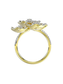 Halo Flower Yellow Gold Ring | Marchesa