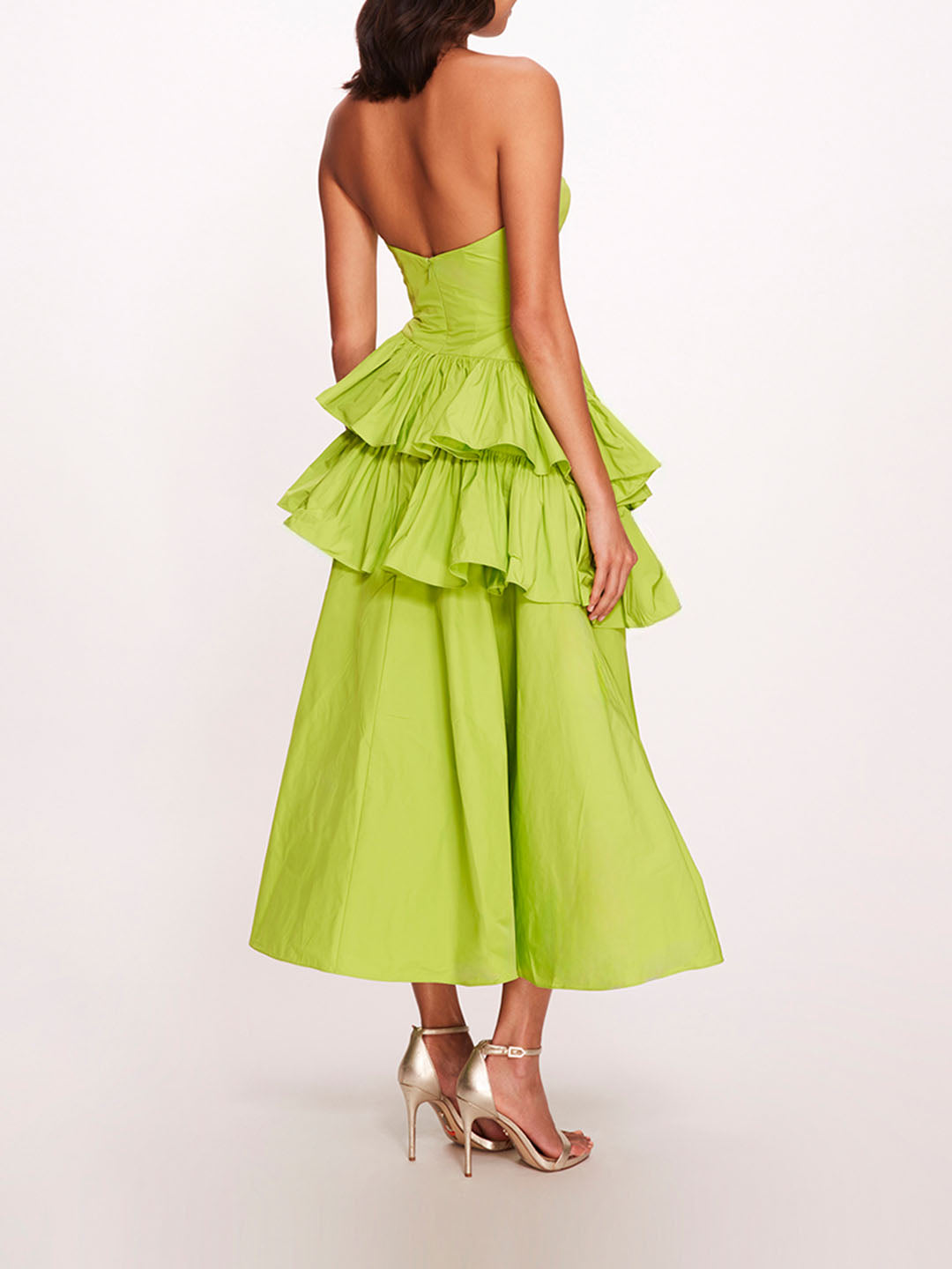 Taffeta Tiered Midi Dress | Marchesa