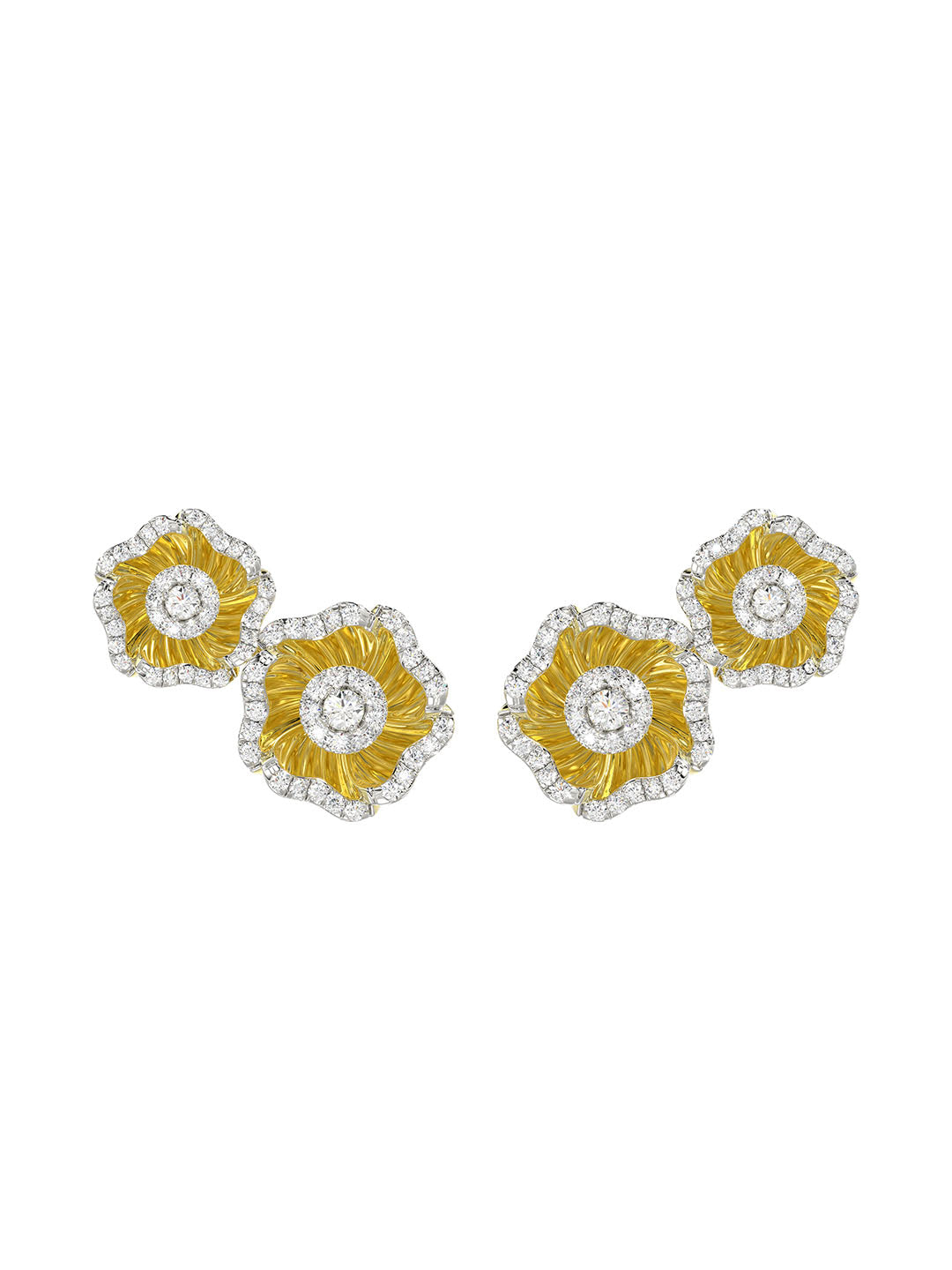 Halo Flower Yellow Gold Earrings | Marchesa